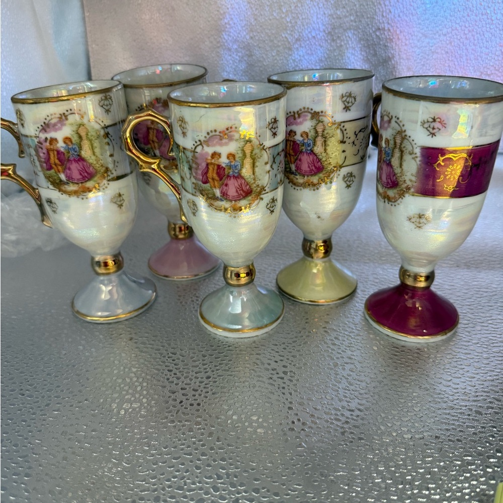 Vintage Royal Vienna Decorative Goblets with Gold Accents